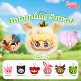 SpringHouse "UNAbaby Cozy Curls: Wave 1 - Dumpling Squad" blind box series official poster, showcasing the complete character lineup.