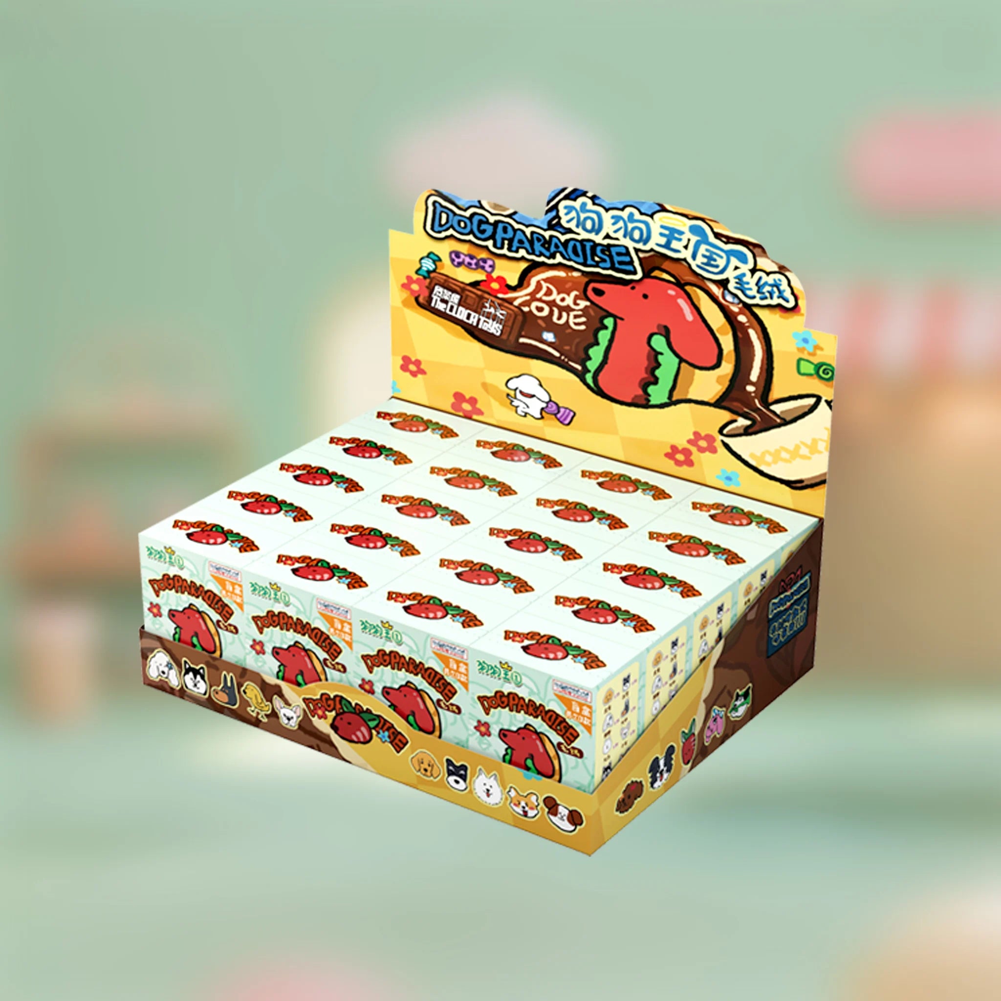 Full retail display case for the SpringHouse "Dog Kingdom: Pawsome Fridge Friends Plush Series" series, containing multiple blind boxes.