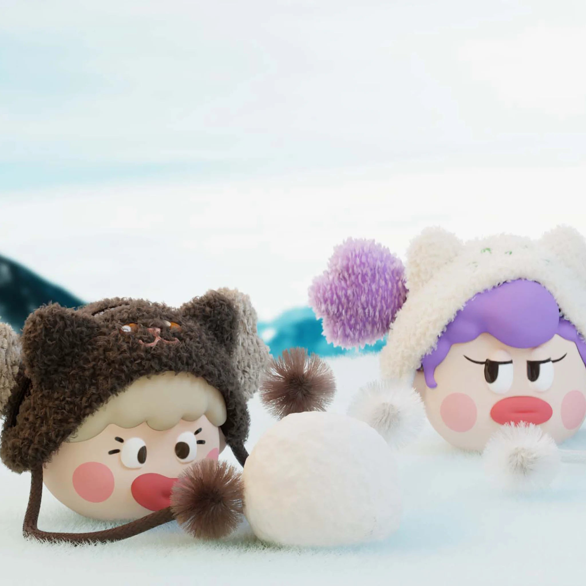 SpringHouse "Ugly-Cute Family: Winter Animal Role Party" series art toy figures in a lifestyle display scene: 3