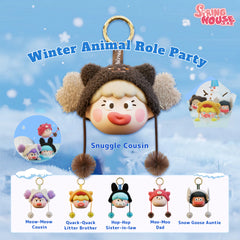 SpringHouse "Ugly-Cute Family: Winter Animal Role Party" blind box series official poster, showcasing the complete character lineup.