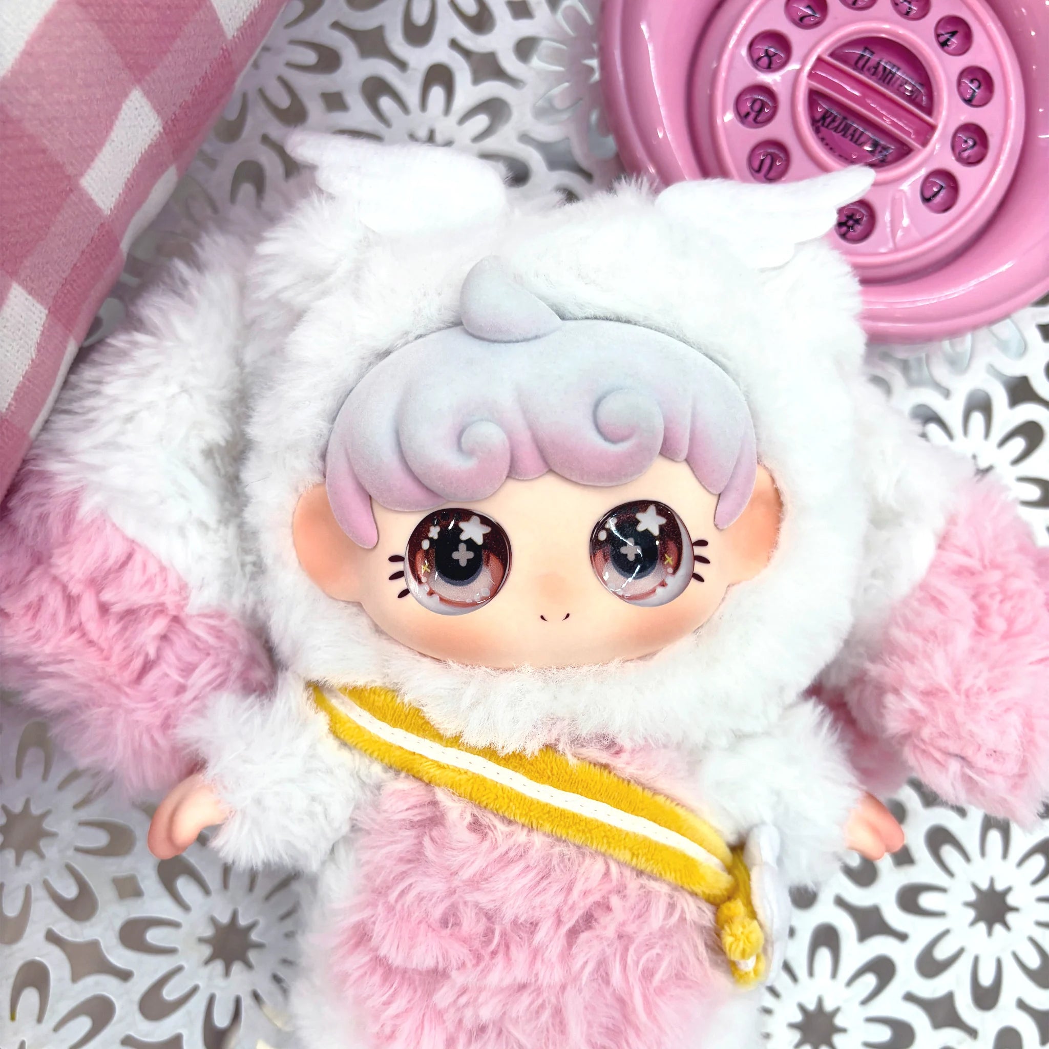 SpringHouse "UNAbaby Cozy Curls Full-Body: Wave 3 - Reversed Dream" series -  art toy figure - front view.