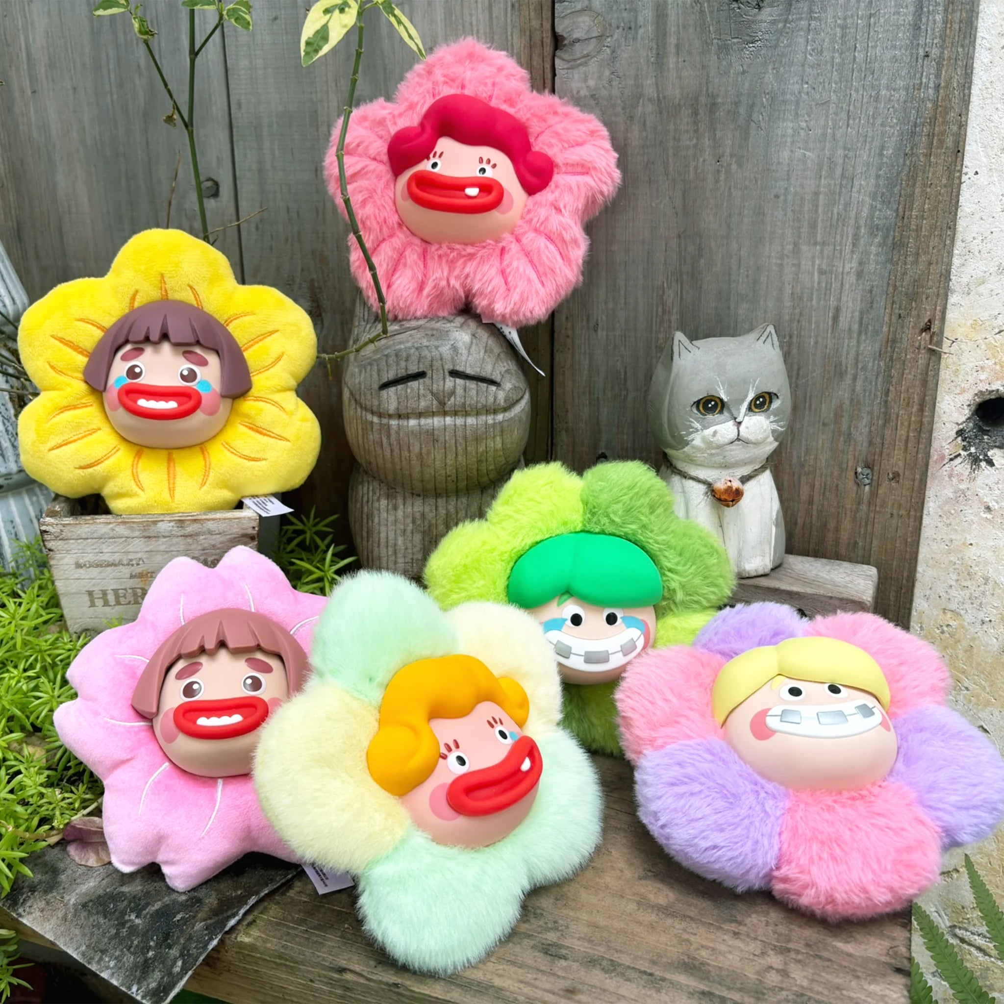 SpringHouse "Ugly-Cute Family Keychains: Dynamic Duo" series art toy figures in a lifestyle display scene: 2