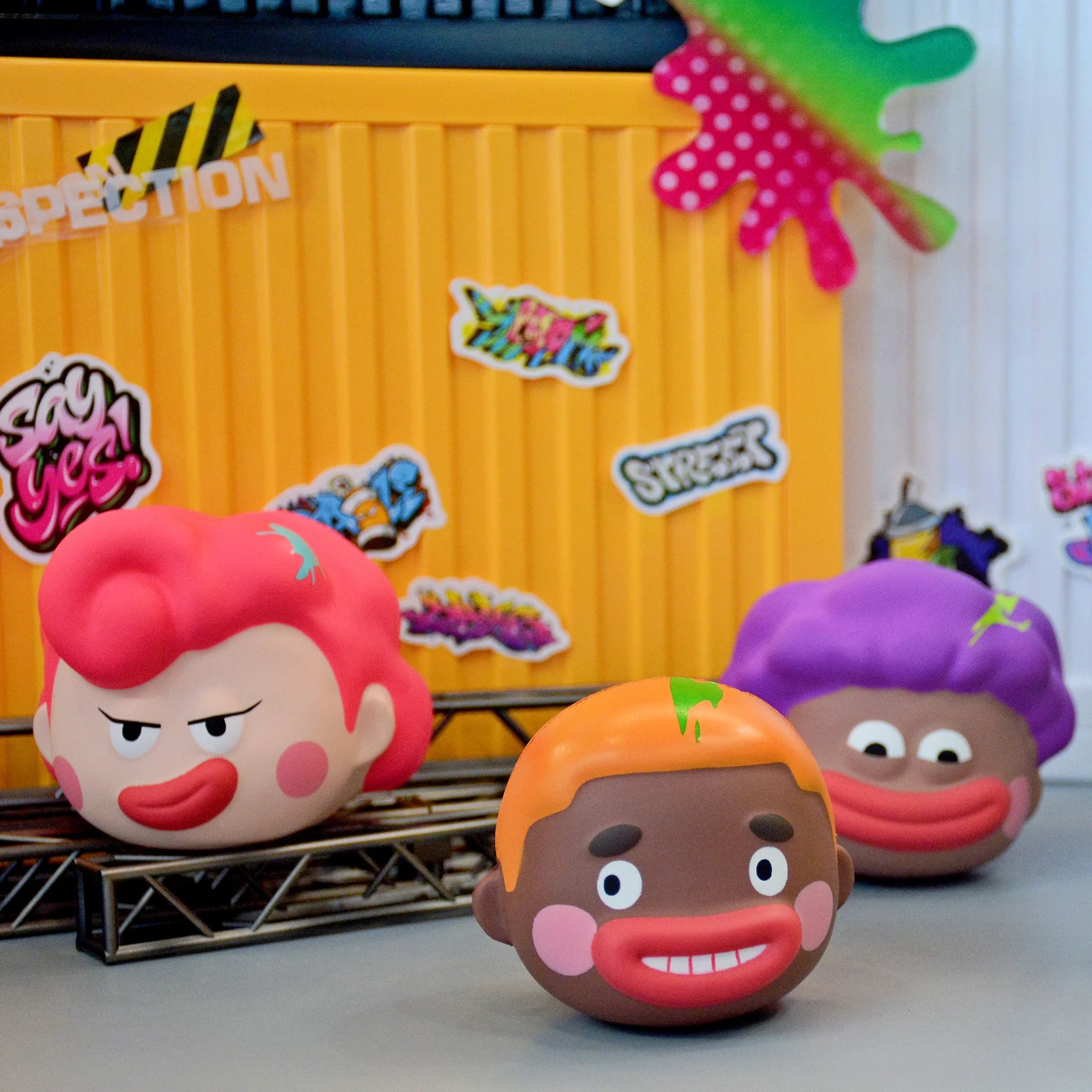 SpringHouse "Ugly-Cute Family: Doodle Duel (Squeezable Edition)" series art toy figures in a lifestyle display scene: 3