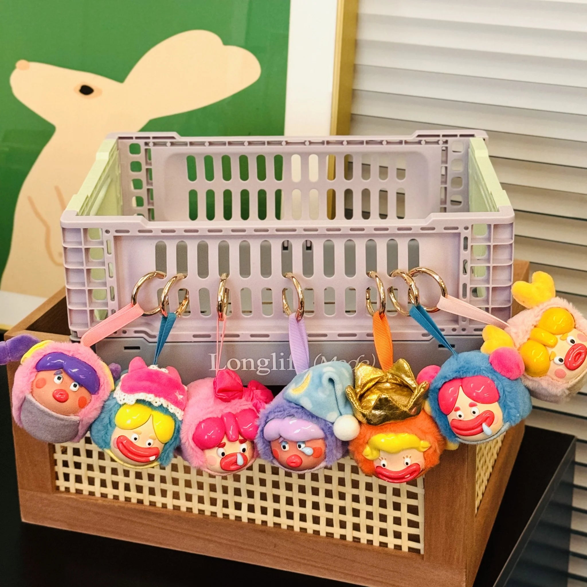SpringHouse "Ugly-Cute Family: Pajama Party Plush" series art toy figures in a lifestyle display scene: 1