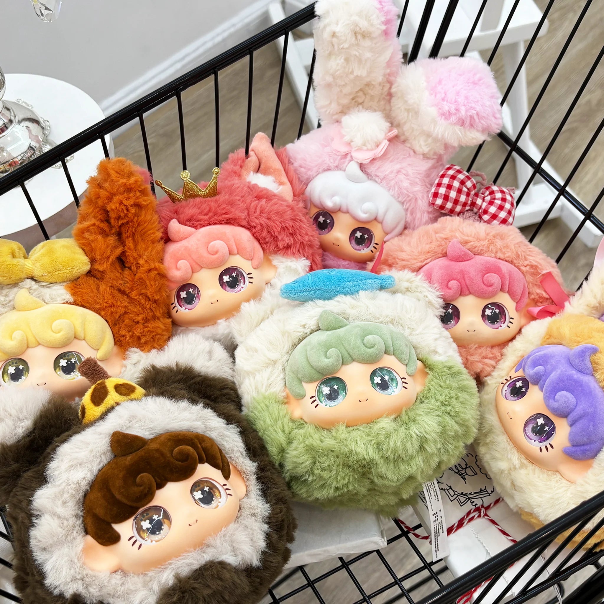 SpringHouse "UNAbaby Cozy Curls: Wave 3 - Whimsy Tea Party" series art toy figures in a lifestyle display scene: 