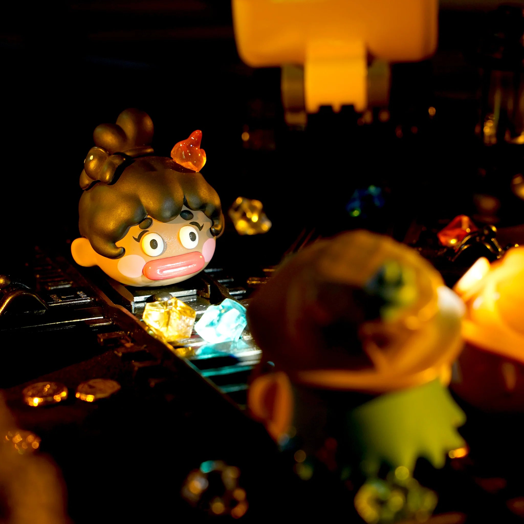 Spring House "Ugly-Cute Family:Wave 6 -Exavation GodGold" series art toy figures in a lifestyle display scene2